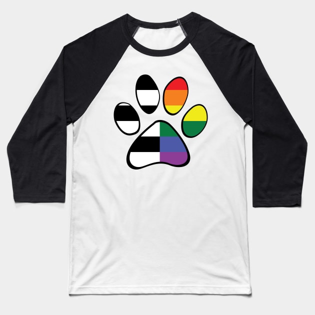 Straight Ally Pride Paw Baseball T-Shirt by HyperOtterDesigns